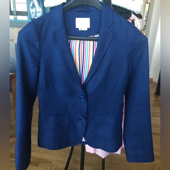Kate Spade Blue Tami French Linen Blend Blazer with lining - Size 6. - Picture 1 of 17